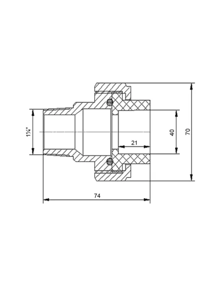 Сгон-американка Blue Ocean 40х1 1/4 НР, для полипропиленовых труб