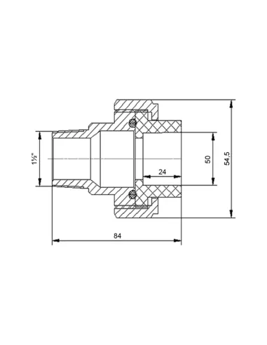 Згін-американка Blue Ocean 50х1 1/2 НР, для поліпропіленових труб