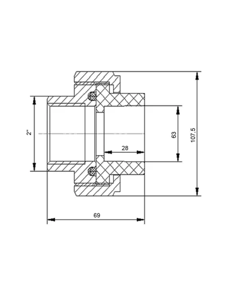 Згін-американка Blue Ocean 63х2 ВР, для поліпропіленових труб