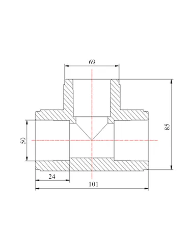 Тройник PPR Blue Ocean d50, для полипропиленовых труб, равнопроходной