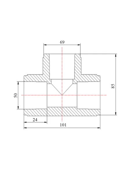 Тройник PPR Blue Ocean d50, для полипропиленовых труб, равнопроходной