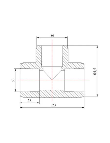 Тройник PPR Blue Ocean d63, для полипропиленовых труб, равнопроходной