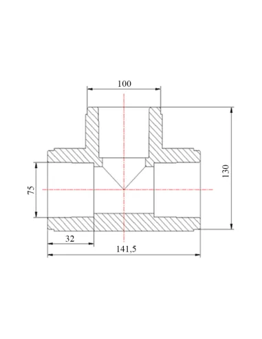 Тройник PPR Blue Ocean d75, для полипропиленовых труб, равнопроходной