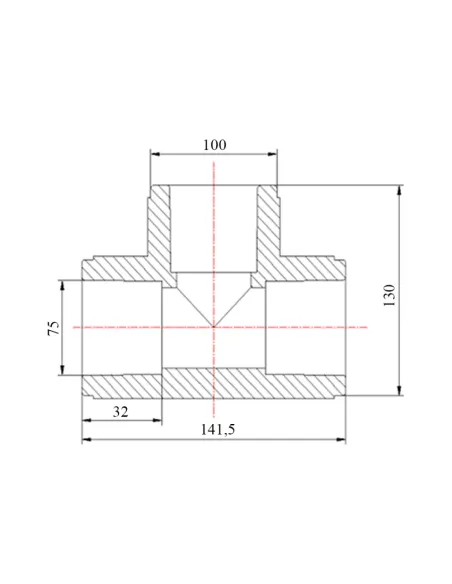 Трійник PPR Blue Ocean d75, для поліпропіленових труб, рівнопрохідний