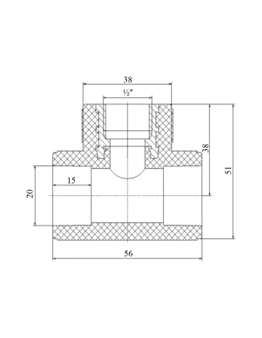 Тройник ВР Blue Ocean 20х1/2х20, для полипропиленовых труб