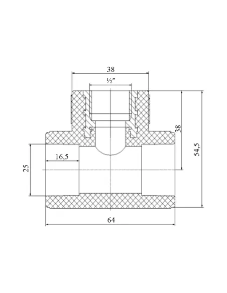 Тройник ВР Blue Ocean 25х1/2х25, для полипропиленовых труб