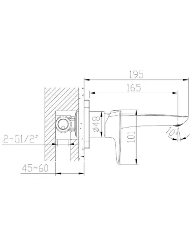 Смеситель для умывальника скрытого монтажа Newarc Life 981571, латунь, хром - 1