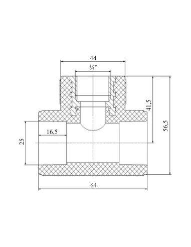 Тройник ВР Blue Ocean 25х3/4х25, для полипропиленовых труб