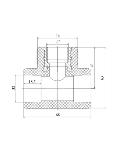 Трійник ВР Blue Ocean 32х1/2х32 для поліпропіленових труб