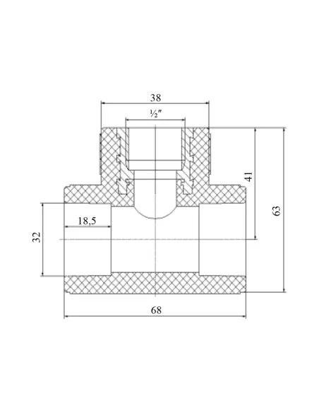 Тройник ВР Blue Ocean 32х1/2х32, для полипропиленовых труб