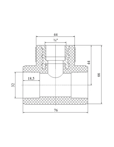 Трійник ВР Blue Ocean 32х3/4х32 для поліпропіленових труб