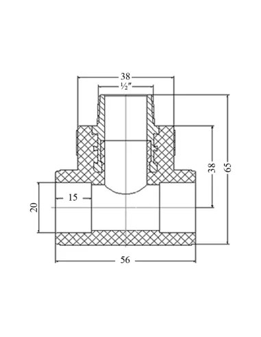 Тройник НР Blue Ocean 20х1/2х20, для полипропиленовых труб