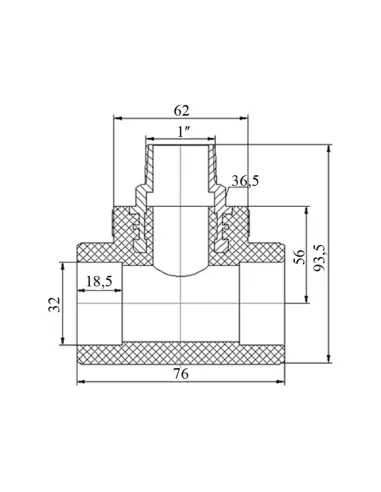 Тройник НР Blue Ocean 32х1х32, для полипропиленовых труб