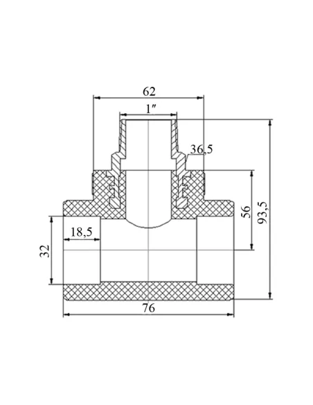Тройник НР Blue Ocean 32х1х32, для полипропиленовых труб