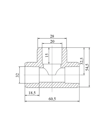 Тройник редукционный Blue Ocean 32х20х32, для полипропиленовых труб, белый