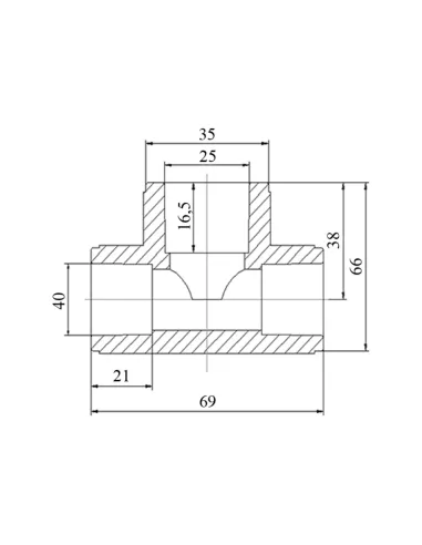 Тройник редукционный Blue Ocean 40х25х40, для полипропиленовых труб