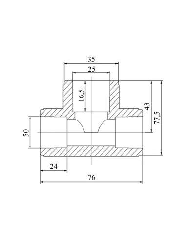 Тройник редукционный Blue Ocean 50х25х50, для полипропиленовых труб
