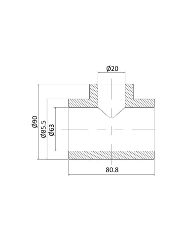Тройник редукционный Blue Ocean 63х20х63, для полипропиленовых труб