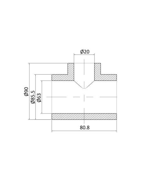 Тройник редукционный Blue Ocean 63х20х63, для полипропиленовых труб