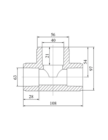 Тройник редукционный Blue Ocean 63х40х63, для полипропиленовых труб