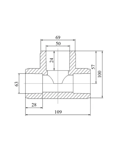 Тройник редукционный Blue Ocean 63х50х63, для полипропиленовых труб