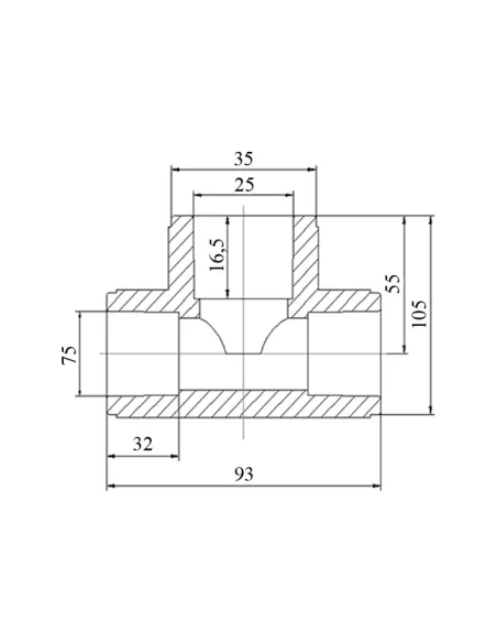 Трійник редукційний Blue Ocean 75х25х75 для поліпропіленових труб