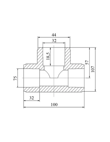 Тройник редукционный Blue Ocean 75х32х75, для полипропиленовых труб