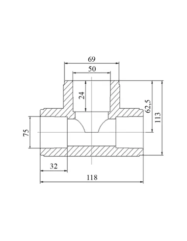 Тройник редукционный Blue Ocean 75х50х75, для полипропиленовых труб