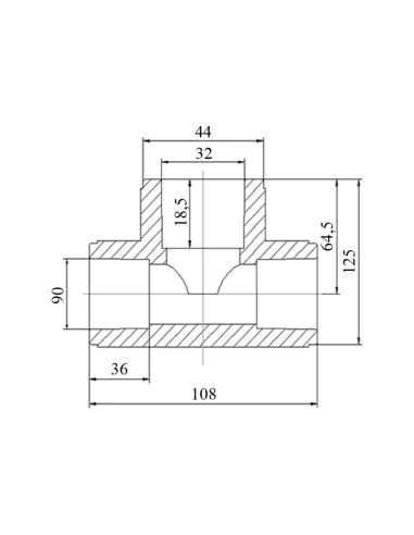 Тройник редукционный Blue Ocean 90х32х90, для полипропиленовых труб