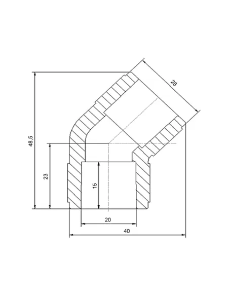 Кут 45 Blue Ocean d20, для поліпропіленових труб