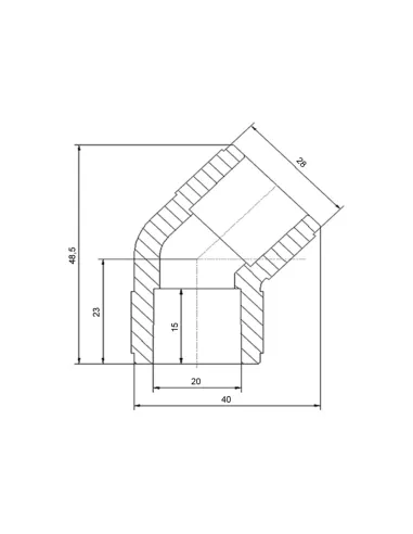 Кут 45 Blue Ocean d20, для поліпропіленових труб, білий