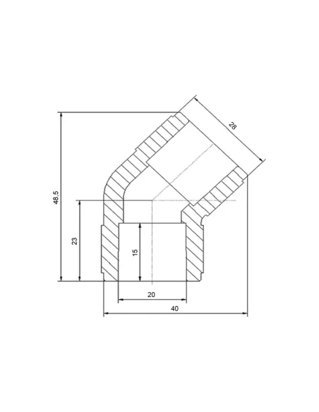 Кут 45 Blue Ocean d20, для поліпропіленових труб, білий