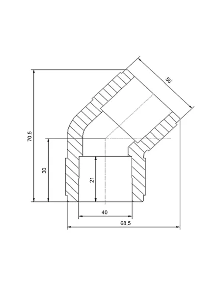 Уголок 45 Blue Ocean d40, для полипропиленовых труб