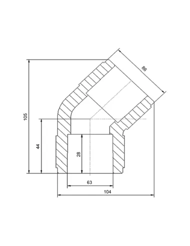 Уголок 45 Blue Ocean d63, для полипропиленовых труб