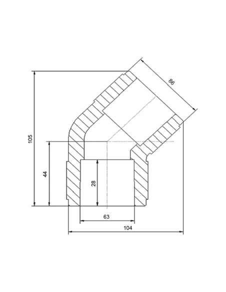 Кут 45 Blue Ocean d63, для поліпропіленових труб
