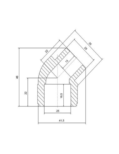 Уголок 45 ВН Blue Ocean d25, для полипропиленовых труб