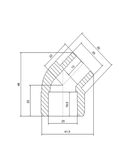 Уголок 45 ВН Blue Ocean d25, для полипропиленовых труб