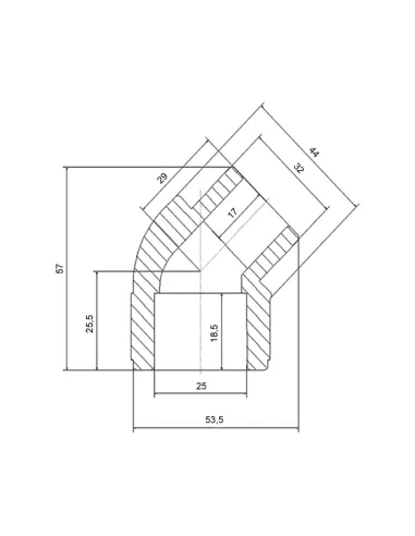 Уголок 45 ВН Blue Ocean d32, для полипропиленовых труб