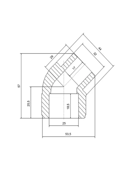 Уголок 45 ВН Blue Ocean d32, для полипропиленовых труб