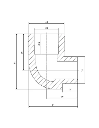 Кут 90 ВН Blue Ocean d32, для поліпропіленових труб