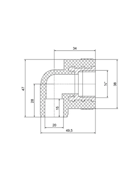 Уголок ВР 90 Blue Ocean 20х1/2, для полипропиленовых труб, белый