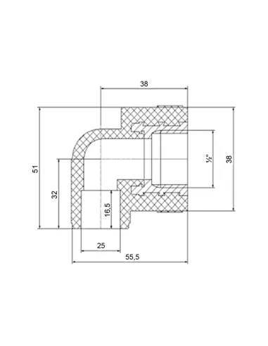 Кут ВР 90 Blue Ocean 25х1/2, для поліпропіленових труб