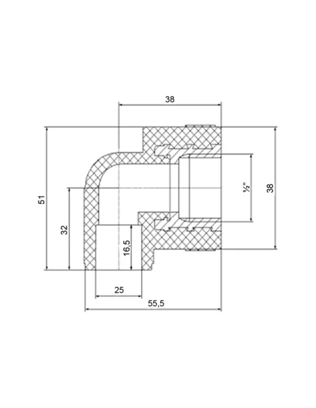 Уголок ВР 90 Blue Ocean 25х1/2, для полипропиленовых труб
