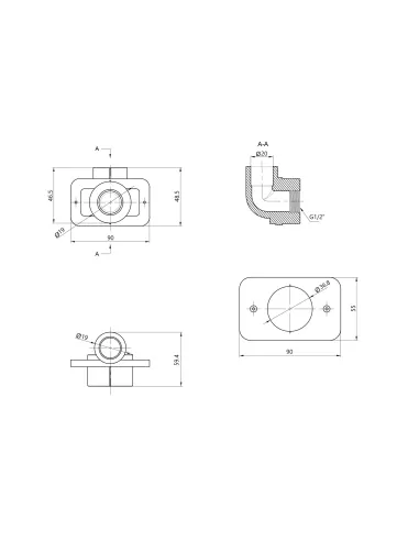 Кут настінний ВР 90 Blue Ocean 20х1/2 під гіпсокартон, для поліпропіленових труб