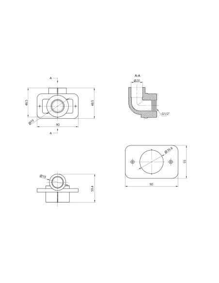 Уголок настенный ВР 90 Blue Ocean 20х1/2 под гипсокартон, для полипропиленовых труб