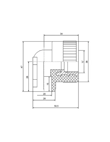 Кут настінний ВР 90 Blue Ocean 20х1/2, для поліпропіленових труб, білий
