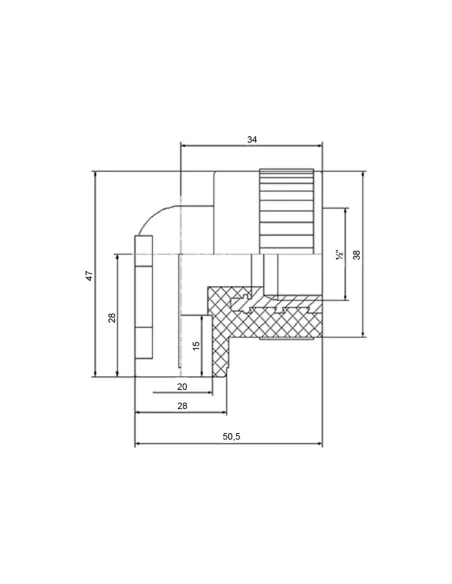Уголок настенный ВР 90 Blue Ocean 20х1/2, для полипропиленовых труб, белый
