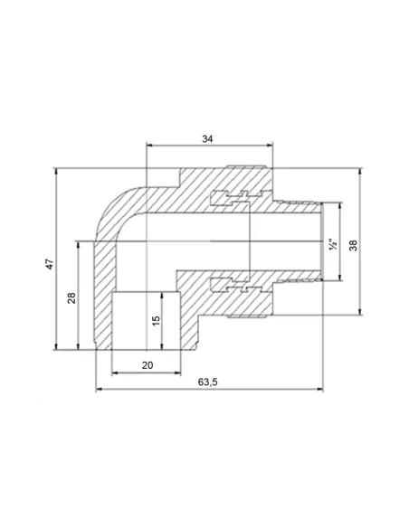 Кут НР 90 Blue Ocean 20х1/2, для поліпропіленових труб