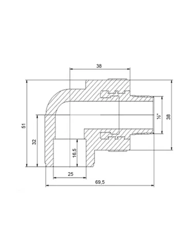 Уголок НР 90 Blue Ocean 25х1/2, для полипропиленовых труб
