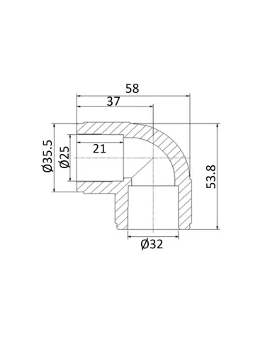 Кут редукційний 90 Blue Ocean 32х25, для поліпропіленових труб